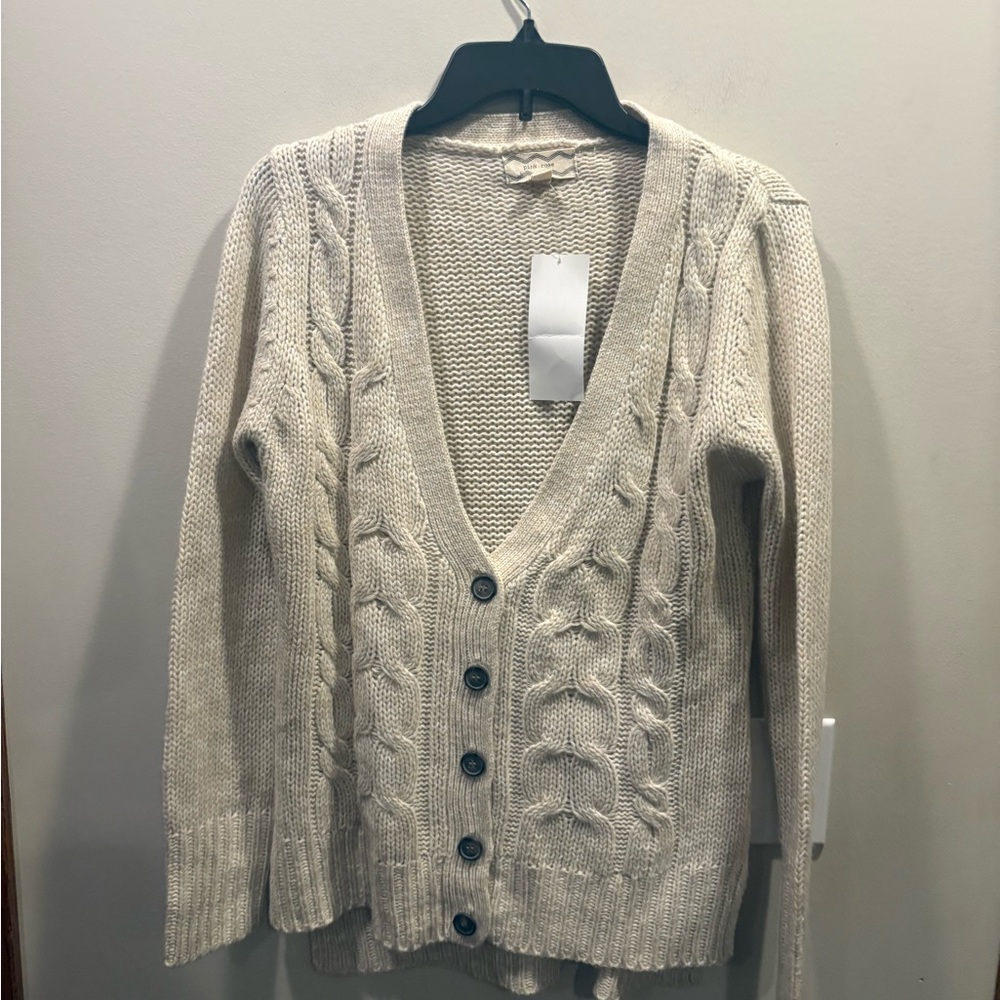 Pink Rose Beige Cable Knit Cardigan - Picture 2 of 6